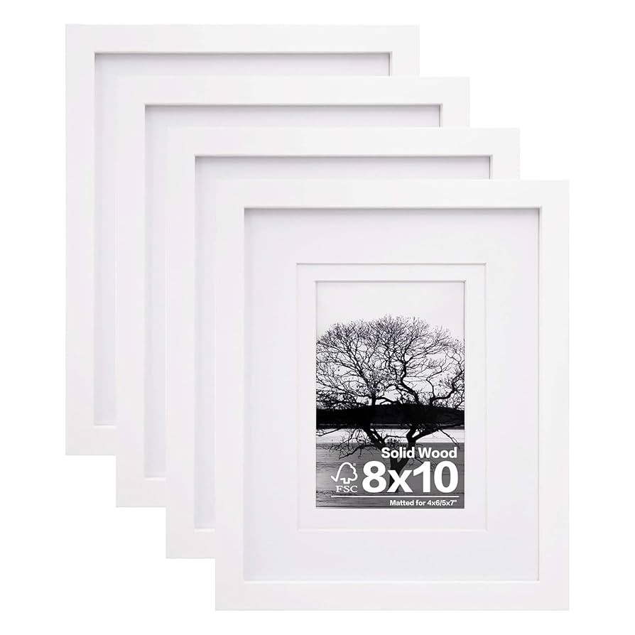Egofine 8x10 Picture Frames Set of 4, Made of Solid Wood Covered by Plexiglass 4x6 and 5x7 with M... | Amazon (US)