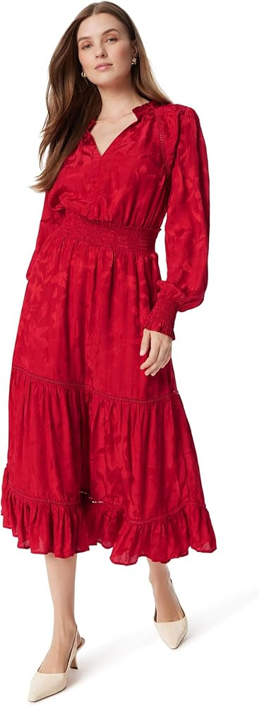 Sam Edelman Womens Maya Smock Wasit Ruffle Trim Midi Dress Standard | Amazon (US)
