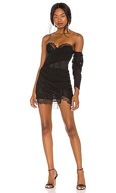 For Love & Lemons X REVOLVE One Shoulder Lace Mini Dress in Black from Revolve.com | Revolve Clothing (Global)