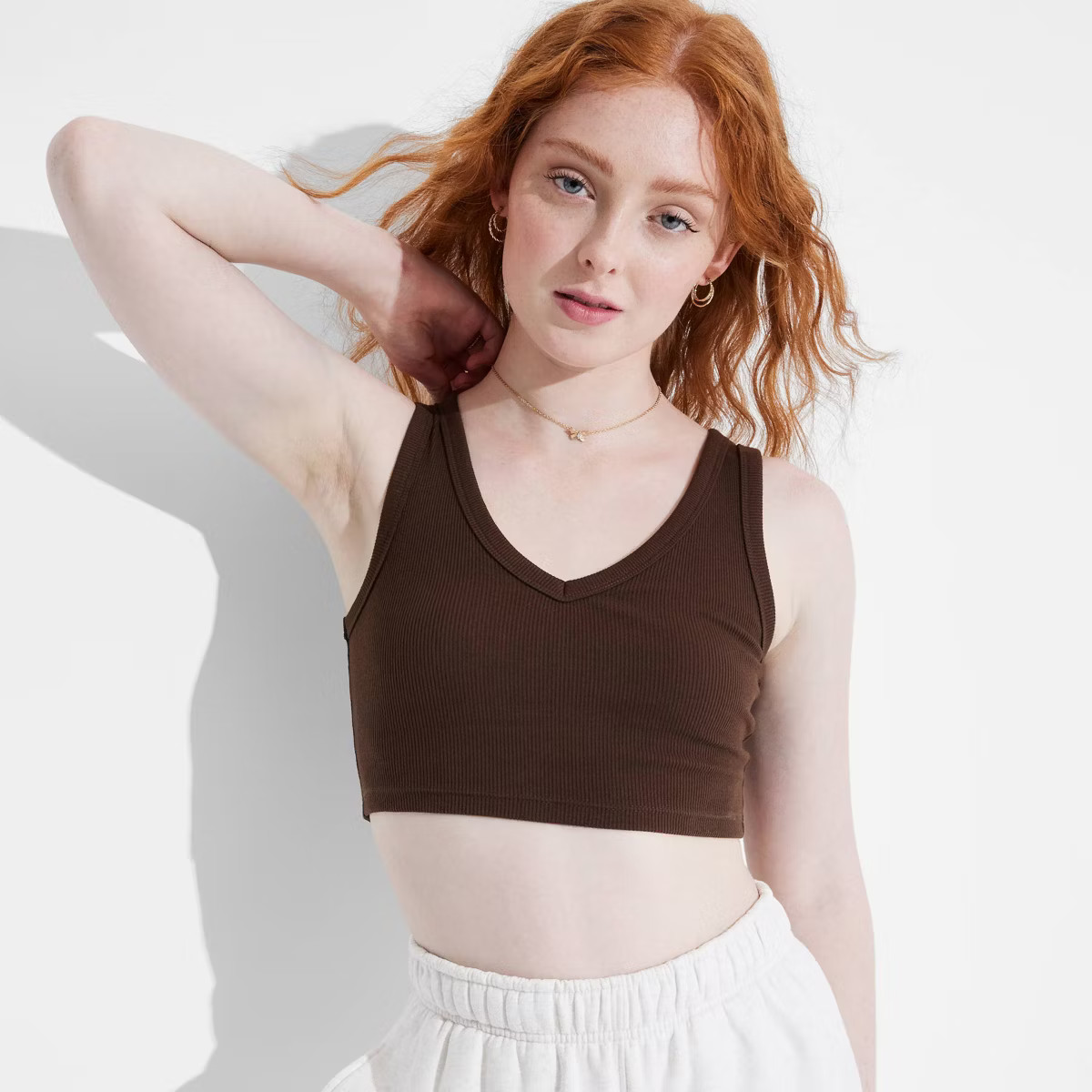 Women's Reversible Rib Tiny Tank Top - Wild Fable™ Dark Brown XL | Target