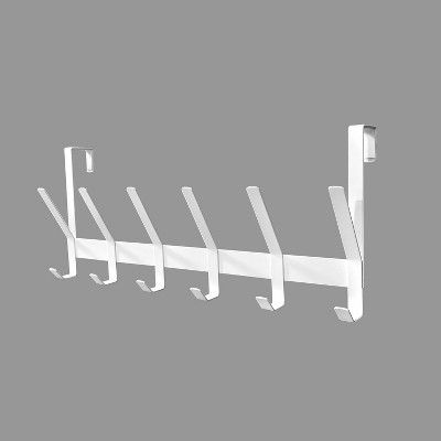 Heavy Duty Over The Door 6 Hooks Rail Matte White - Brightroom™ | Target