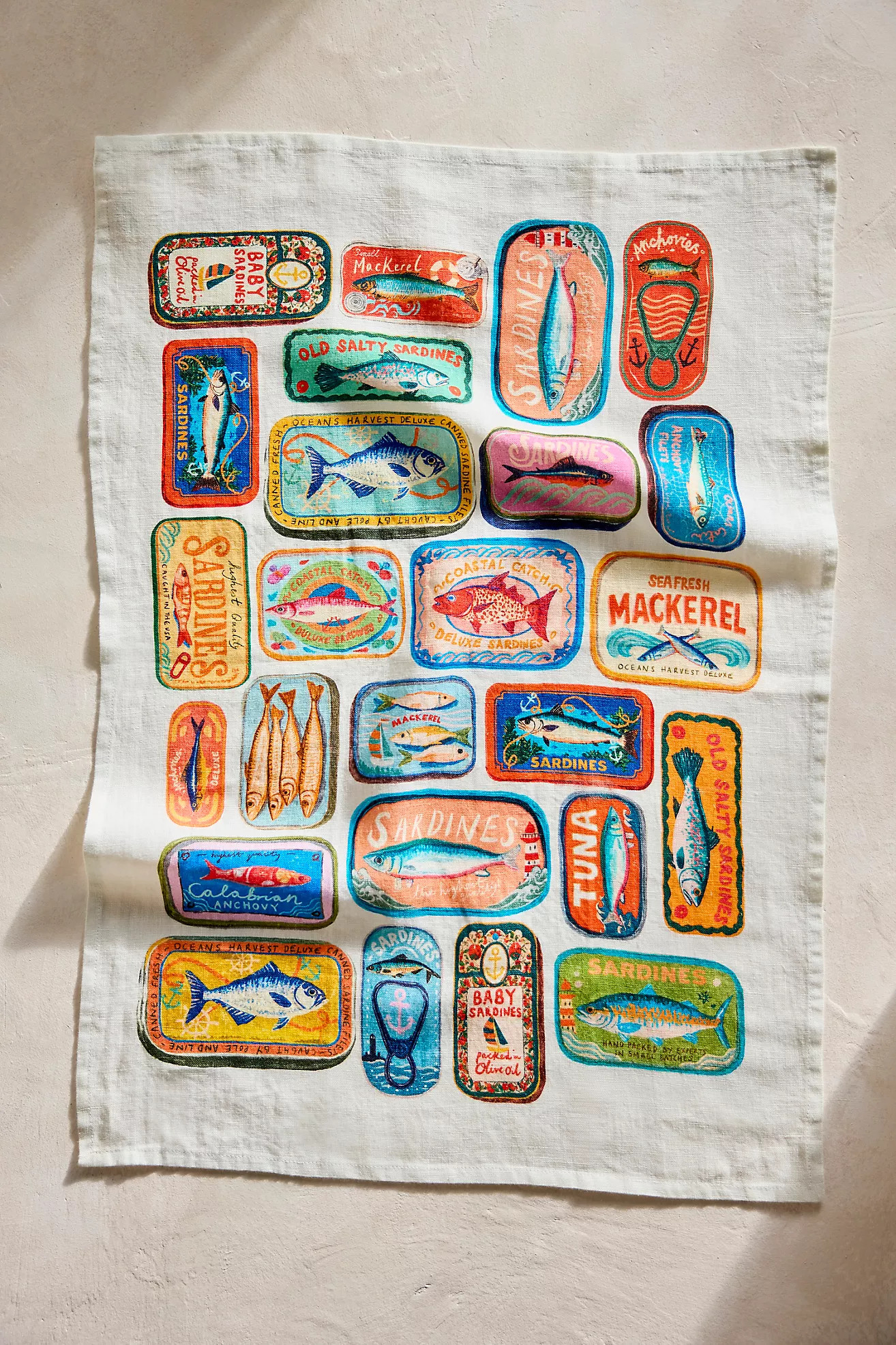 Tinned Fish Linen Dish Towel | Anthropologie (US)