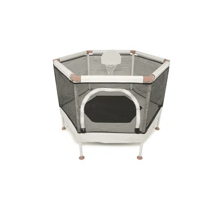 Square House Kids Trampoline, Aesthetic Indoor and Outdoor Toddler Trampoline with Safety Net, Basketball Hoop, 220lb Capacity, Ultra Safe No-Gap Design, Gifts for Boys & Girls (Sand, 4 FT) | Walmart (US)