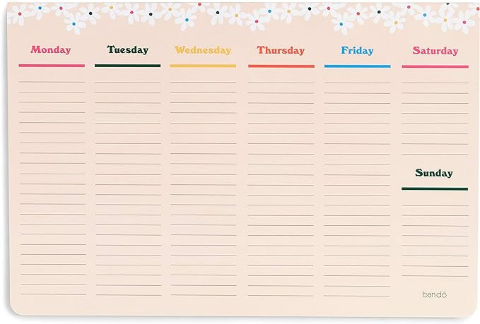 ban.do Weekly Planner Notepad, Desk Planner/Calendar Pad with 52 Sheets, Undated Weekly Desktop C... | Amazon (US)