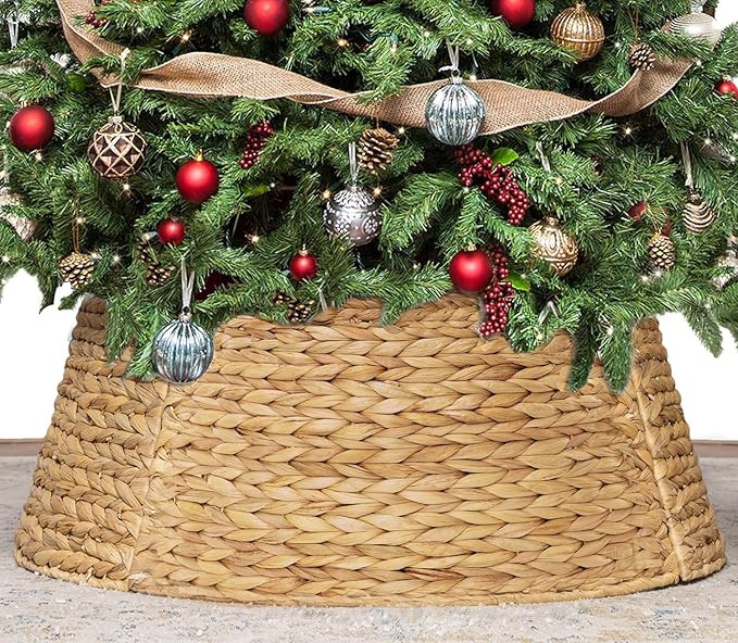 KOLWOVEN Tree Collar Large to Small Christmas Tree, 28" Christmas Tree Ring Adjustable Water Hyac... | Amazon (US)