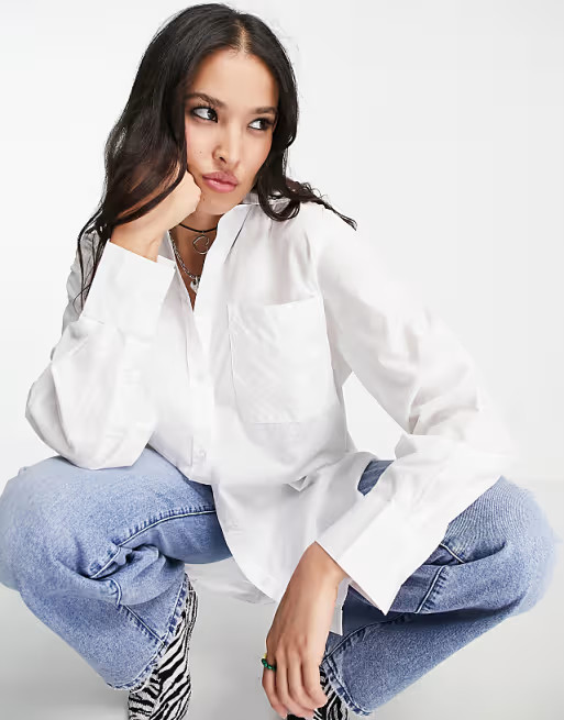 Weekday Perfect oversized poplin shirt in white | ASOS (Global)