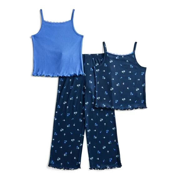 Wonder Nation Girls Tank Tops and Pants Sleep Set, 3-Piece, Sizes 4-18 | Walmart (US)