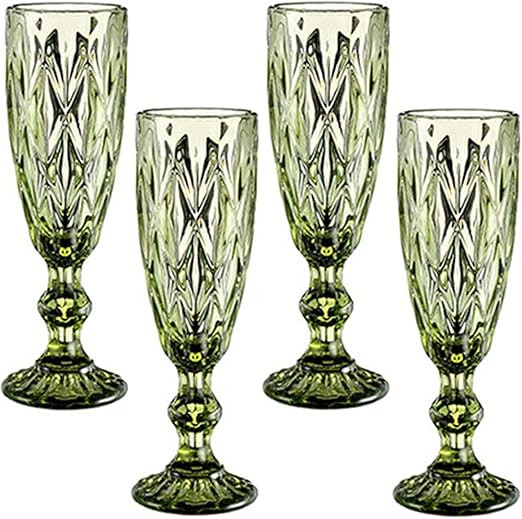 Taganov Champagne Flutes Set of 4 for Wedding Party Anniversary Christmas Birthday 5oz Vintage Pa... | Amazon (US)