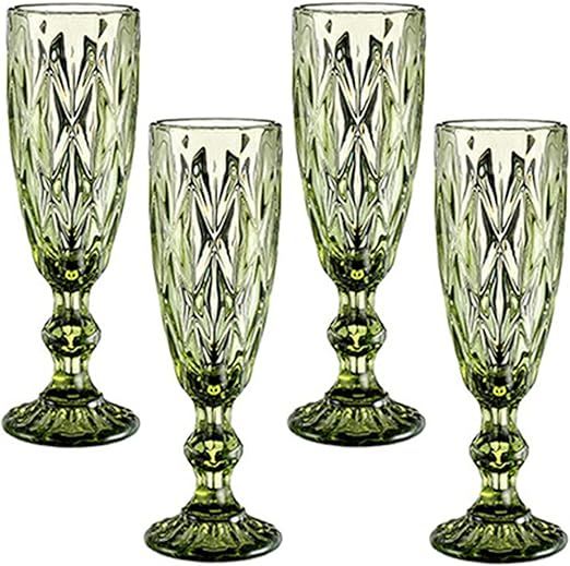 Taganov Champagne Flutes Set of 4 for Wedding Party Anniversary Christmas Birthday 5oz Vintage Pa... | Amazon (US)