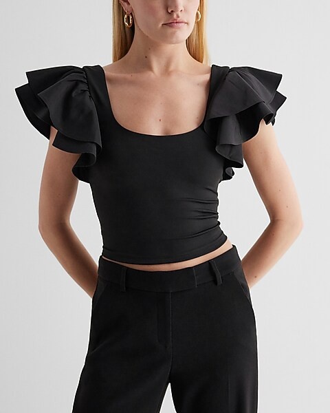 Body Contour High Compression Flutter Sleeve Tee | Express