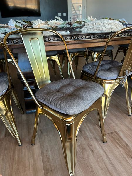 Amazon gold chairs and seat cushions! Come in multiple colors and SO good!

#LTKhome #LTKfindsunder100 #LTKfindsunder50