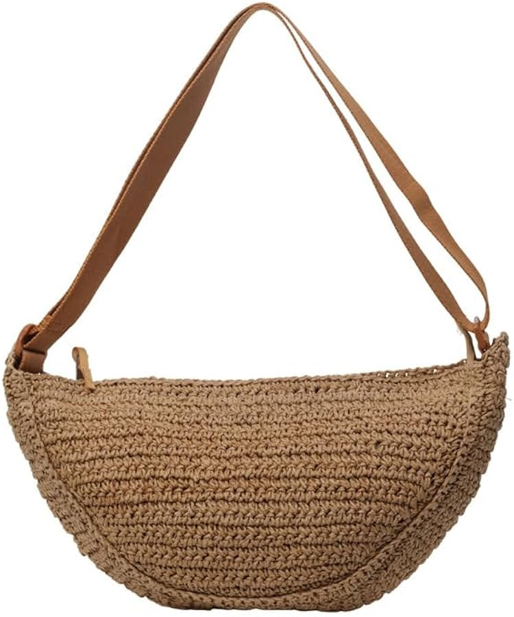 Straw Crossbody Bag Crescent Straw Purse for Women 2024 Crochet Purses Woven Crossbody Bag Fashio... | Amazon (UK)