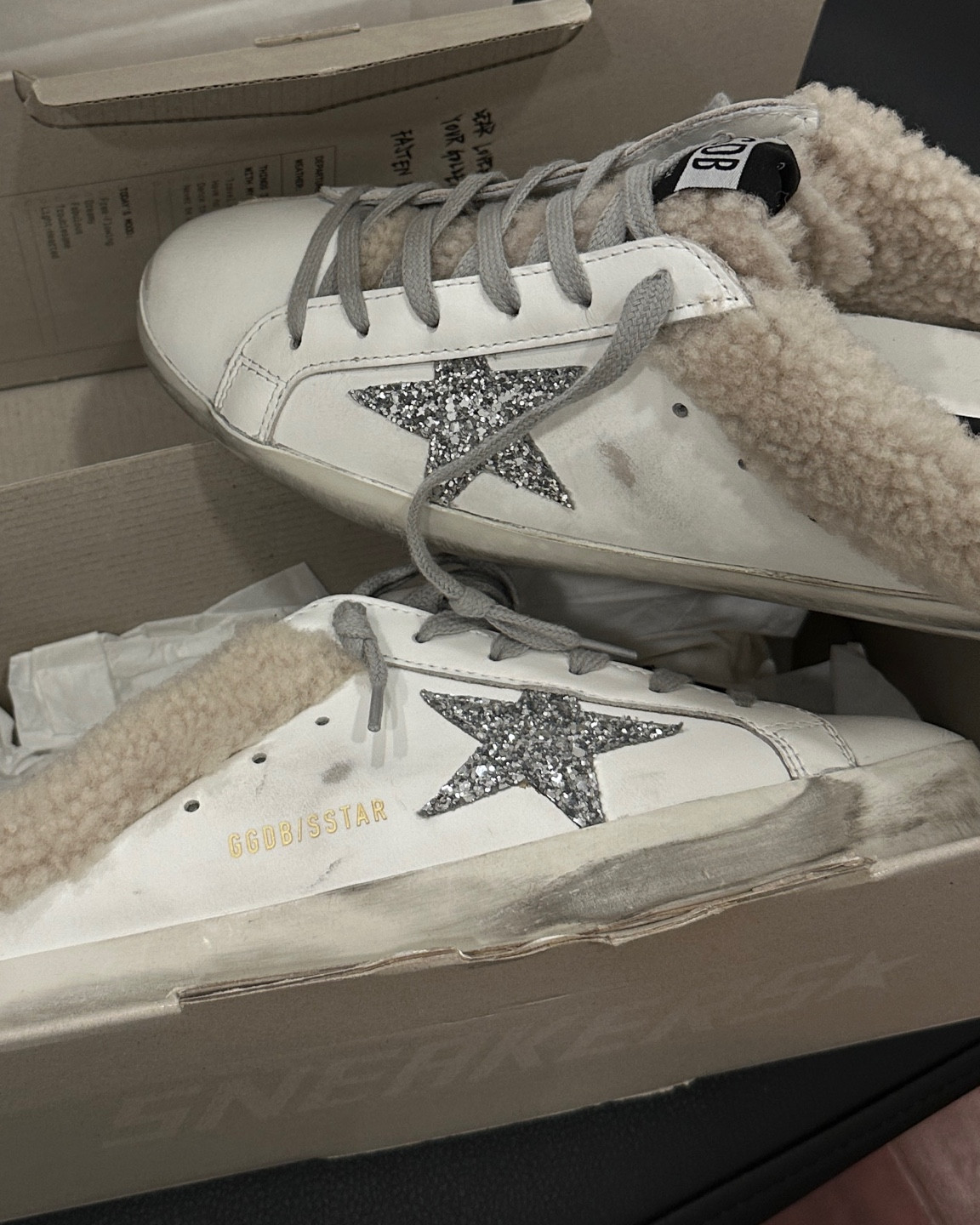 Perfect sneaker for fall/winter — Sherpa slip on golden goose sneakers (sized up from 38 to 39)

#LTKshoecrush #LTKstyletip