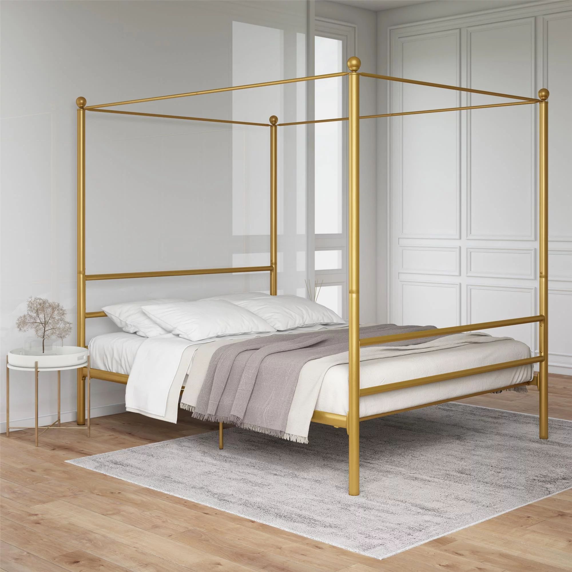 Mainstays Metal Canopy Bed, Gold Metal, Queen | Walmart (US)
