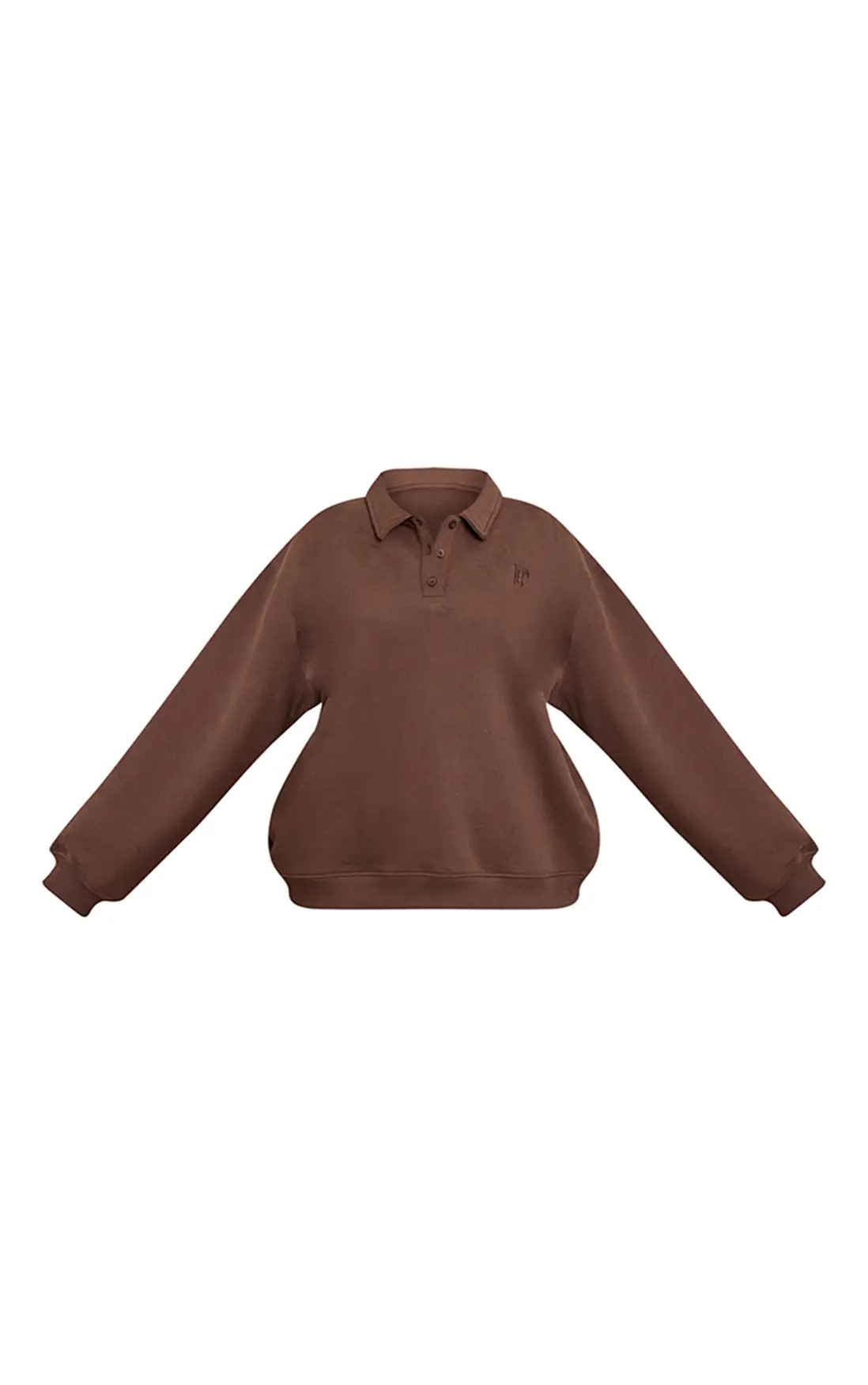 Plus Chocolate Prettylittlething Polo Sweatshirt | PrettyLittleThing UK