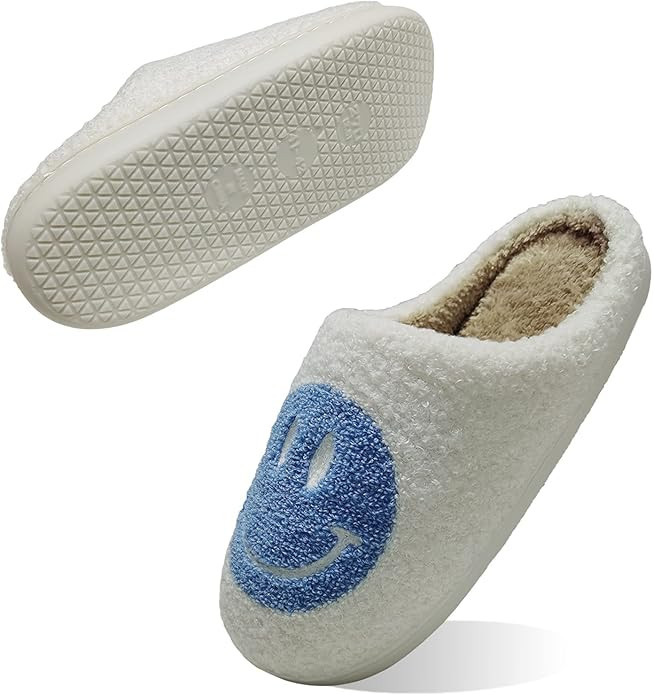 Women's Men's Smiley Face Plush Fluffy Slippers Memory Foam Home Cute Cartoon Non Slip Indoor Fur... | Amazon (US)