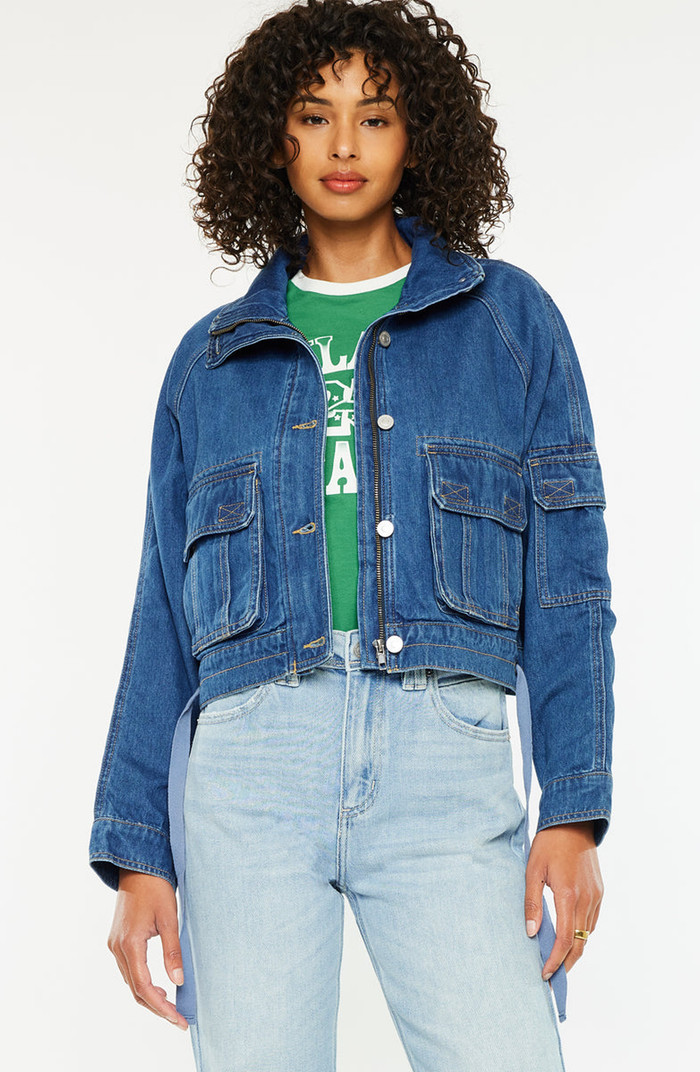 KanCan Jailene Denim Windbreaker Jacket | Nordstrom | Nordstrom