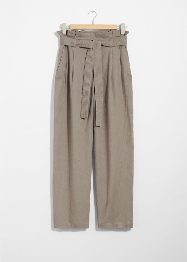 Linen-Blend Paperbag Trousers | & Other Stories - US