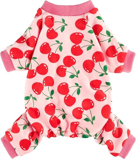 Fitwarm Cute Cherry Dog Pajamas, Warm Dog Onesie with Feet, Dog Clothes for Small Dogs Girl, Flee... | Amazon (US)