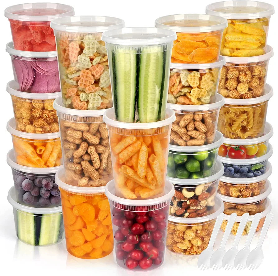 [50 Pack,3 Sizes] Food Storage Containers with Lids, 50 Combo Pack 8oz, 16oz, 32oz Airtight Deli ... | Amazon (US)