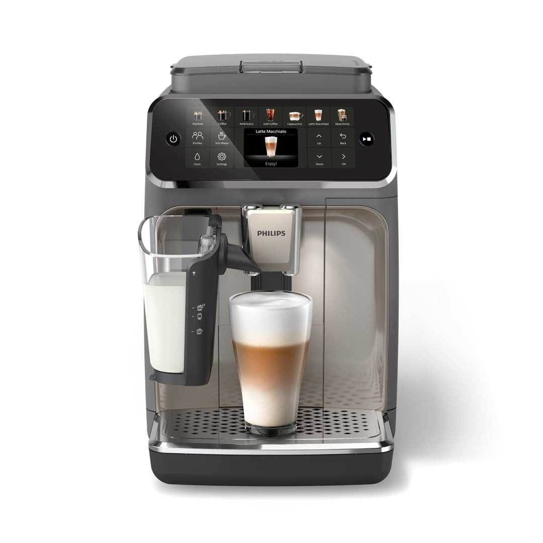 Philips 4400 Series Fully Automatic Espresso Machine – 12 Hot & Iced Coffees, Quick-to-Clean LatteGo Milk System, SilentBrew, QuickStart, Ceramic Grinder, Cashmere Grey (EP4444/90) | Amazon (US)
