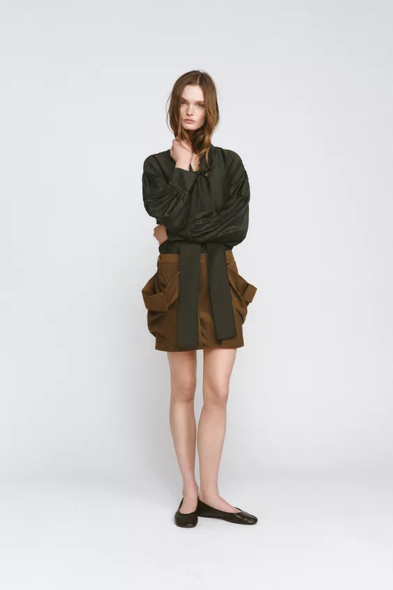 SATIN EFFECT SHIRT WITH TIES ZW COLLECTION | Zara US