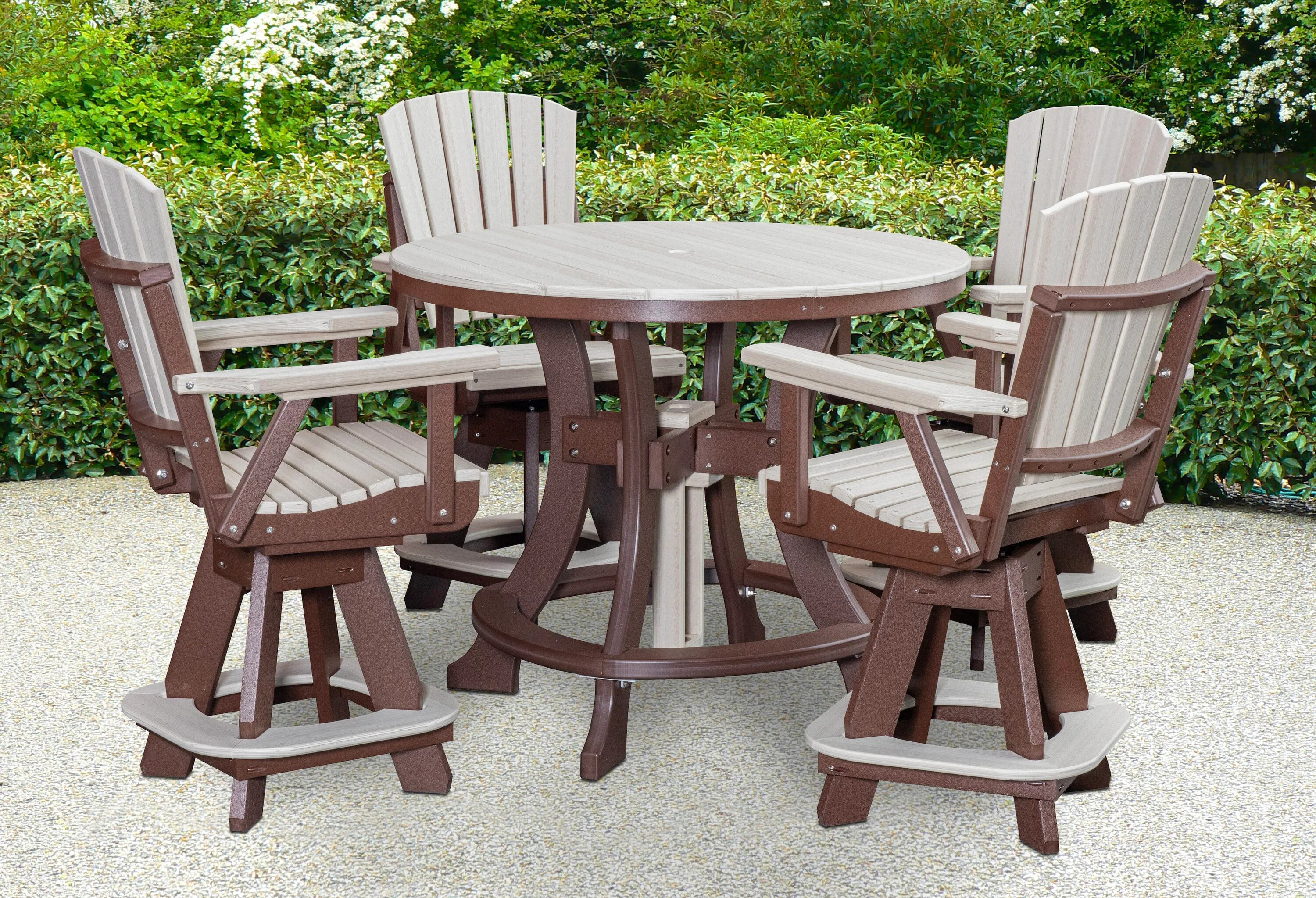 American Furniture Classics Adirondack 5 -Piece Tudor Brown Counter height HDPE Round Table with 4 Swivel Chairs one_size | CR130BITB-K | Lowe's