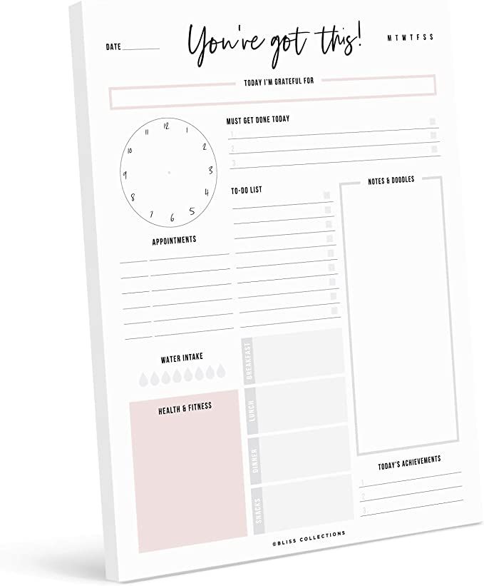 Bliss Collections Daily Planner with 50 Undated 8.5 x 11 Tear-Off Sheets - You've Got Thi... | Amazon (US)