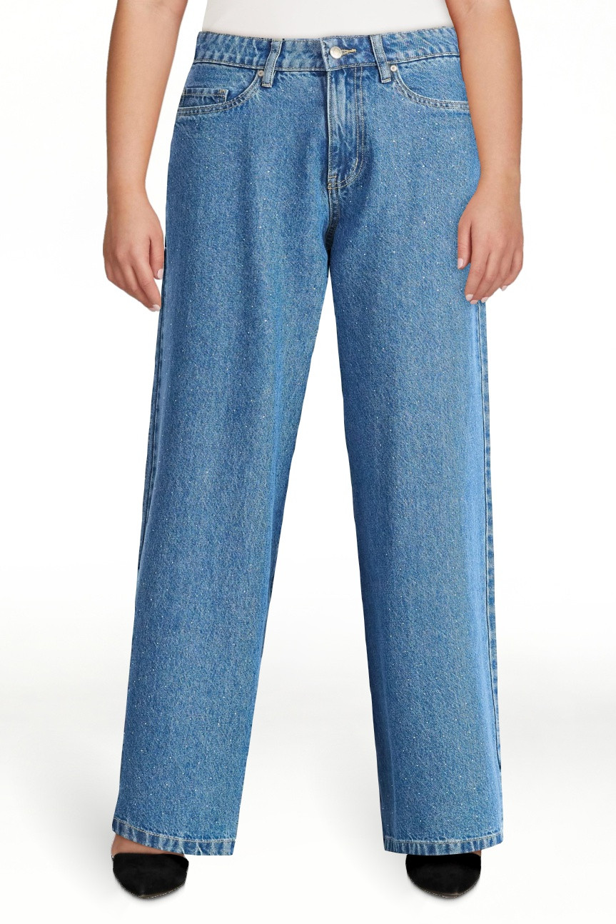 Scoop Women’s and Women’s Plus Rhinestone Embellished Wide Leg Jeans, Sizes 0-26W | Walmart (US)