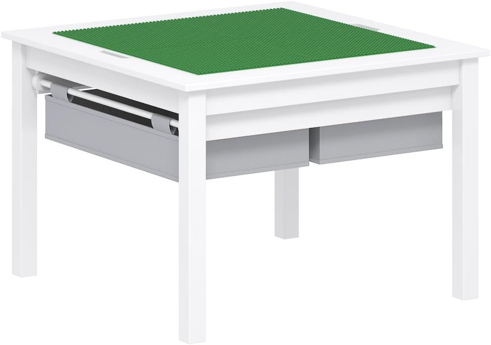 UTEX 2 in 1 Kids Construction Play Table with Storage Drawers and Built in Plate (White) | Amazon (US)