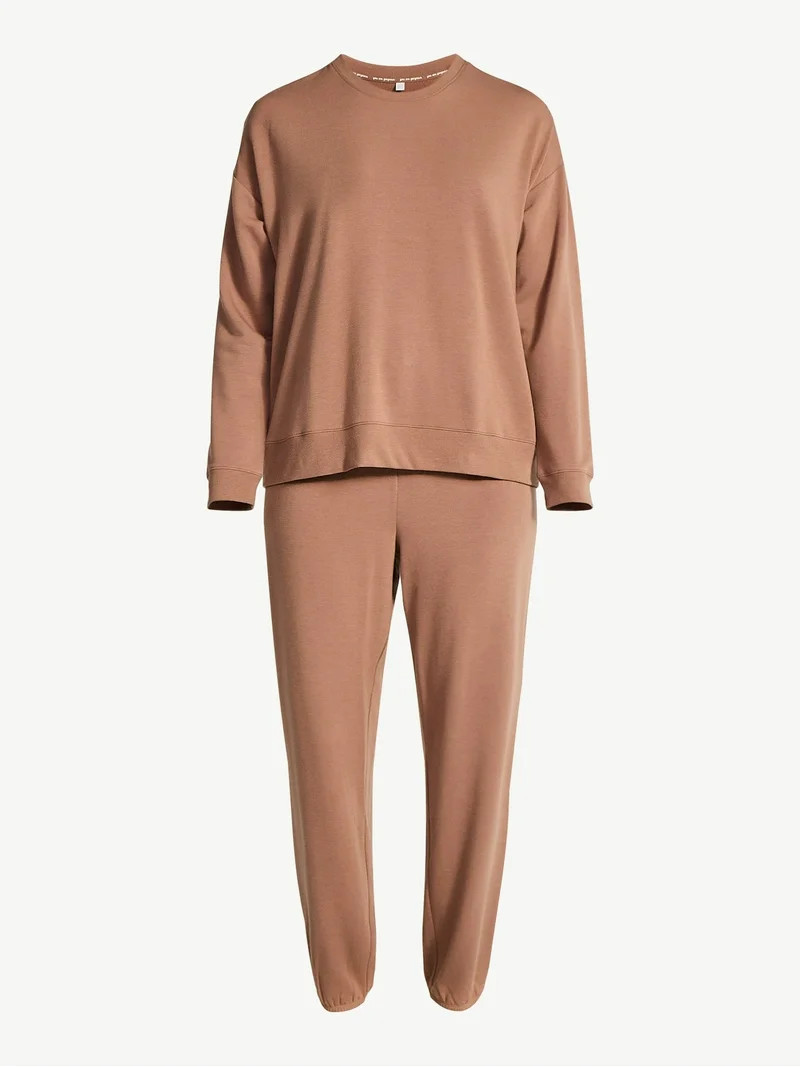 Joyspun Women’s Fleece Long Sleeve Top and Joggers Lounge Set, 2-Piece, Sizes XS-3X | Walmart (US)