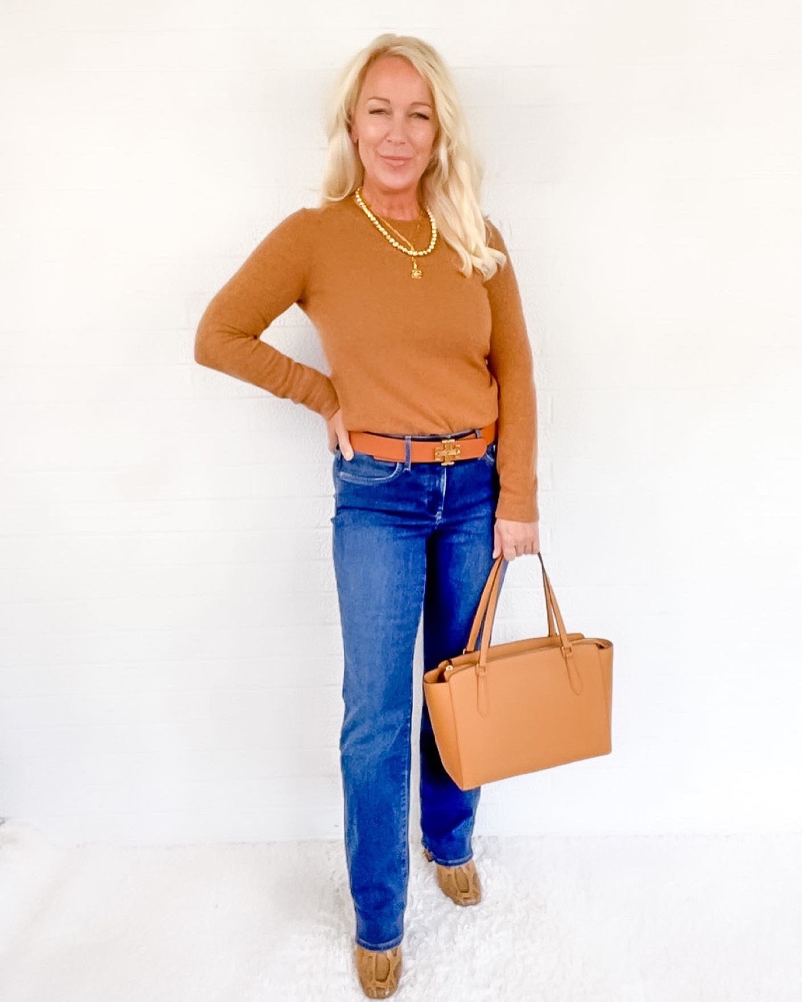 Sweater Weather is HERE! This camel crewneck sweater pairs nicely with straight leg jeans and snakeskin boots for a fabulous fall outfit. 

Over 40 / Over 50 / Over 60

#LTKunder50 #LTKshoecrush #LTKSeasonal