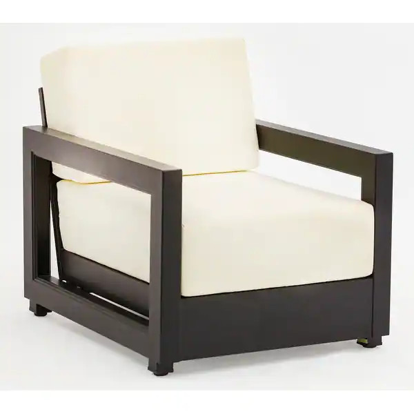 SAFAVIEH Couture Montford Cushioned Teak Indoor/Outdoor Armchair - Bed Bath & Beyond - 22964092 | Bed Bath & Beyond