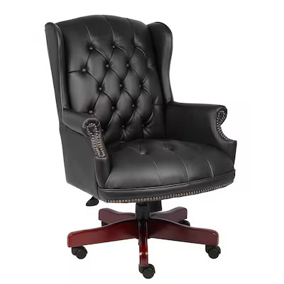 Boss Office Products Black Traditional Ergonomic Adjustable Height Swivel Upholstered Executive C... | Lowe's