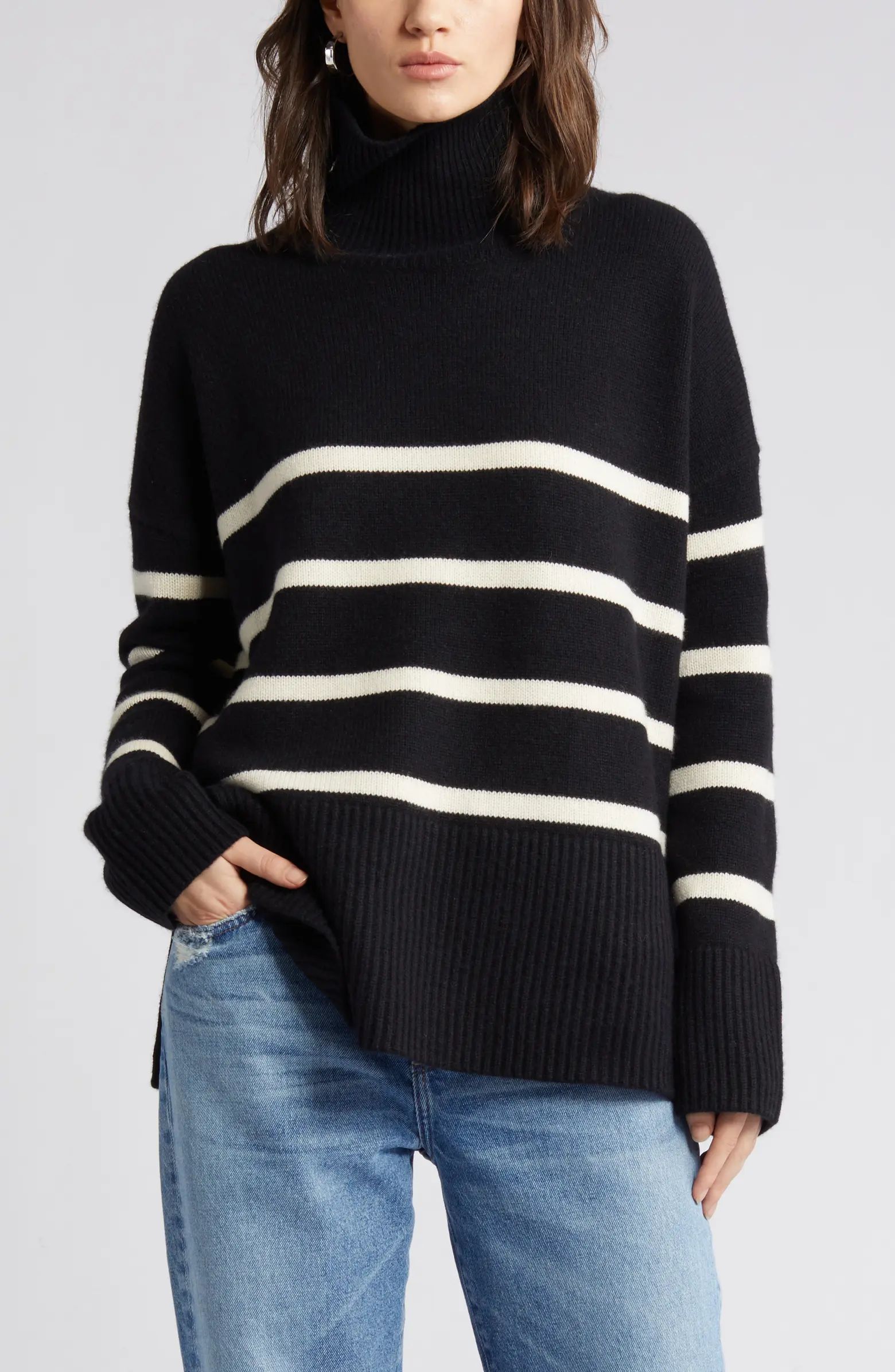 Stripe Cashmere Turtleneck Sweater | Nordstrom