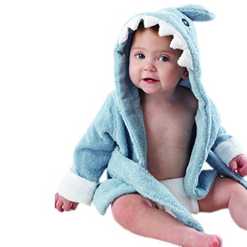 Baby Aspen "Let the Fin Begin" Blue Terry Shark Robe, Blue, 0-9 months | Amazon (US)