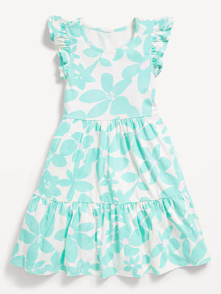 Printed Flutter-Sleeve Tiered Swing Dress for Girls | Old Navy (US)