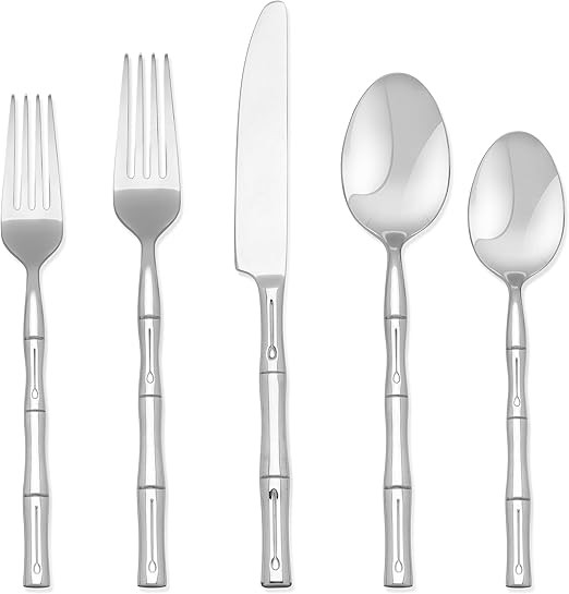Hampton Forge 20 Piece Bamboo Flatware Set, Silver | Amazon (US)