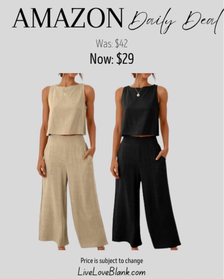 Amazon daily deal
Amazon fashion summer 2 piece sleeveless crop top wide leg pants under $30
#ltku
Prices subject to change
Commissionable link

#LTKfindsunder50 #LTKSeasonal #LTKsalealert
