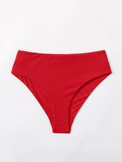 Rib High Waist Bikini Panty | SHEIN