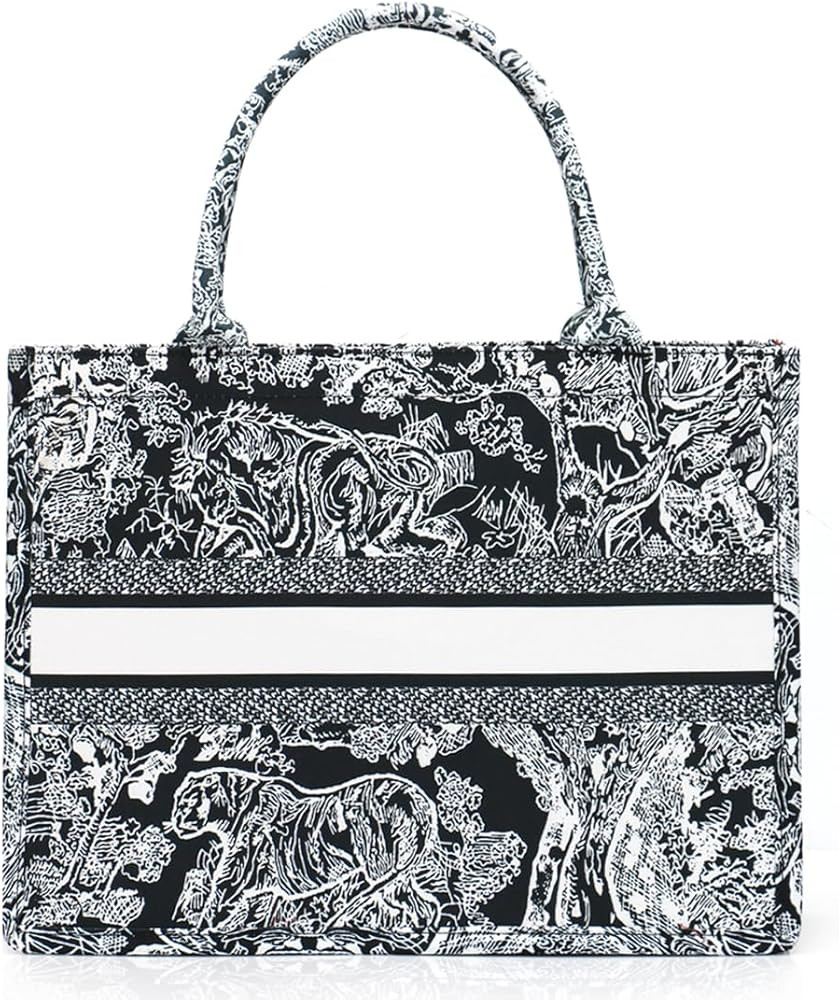 FENGJINRUHUA Fashion Luxury Tote Bag Cotton Linen Handbag Large Capacity Jacquard Retro Exquisite | Amazon (US)