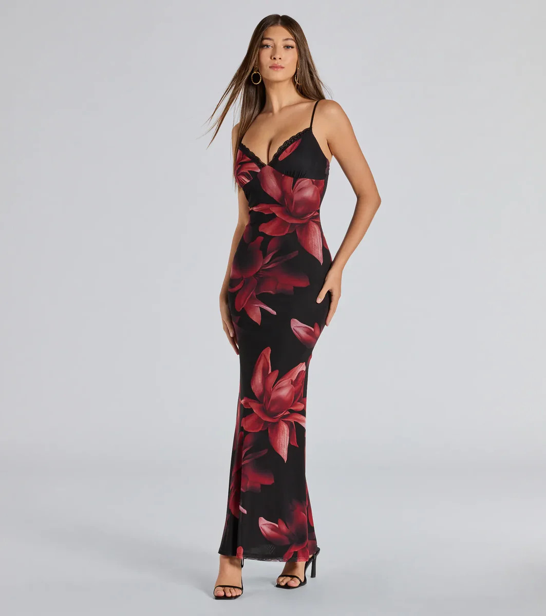 Blooming Beauty Floral Print Mesh Maxi Dress | Windsor Stores