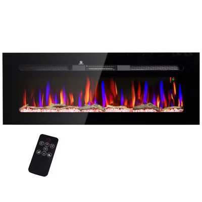 NAYSAYE Indoor Wall Mounted Fireplace with Realistic Flame for Living Room or Bedroom, Black, 50"*6.2"*17.7" | Target