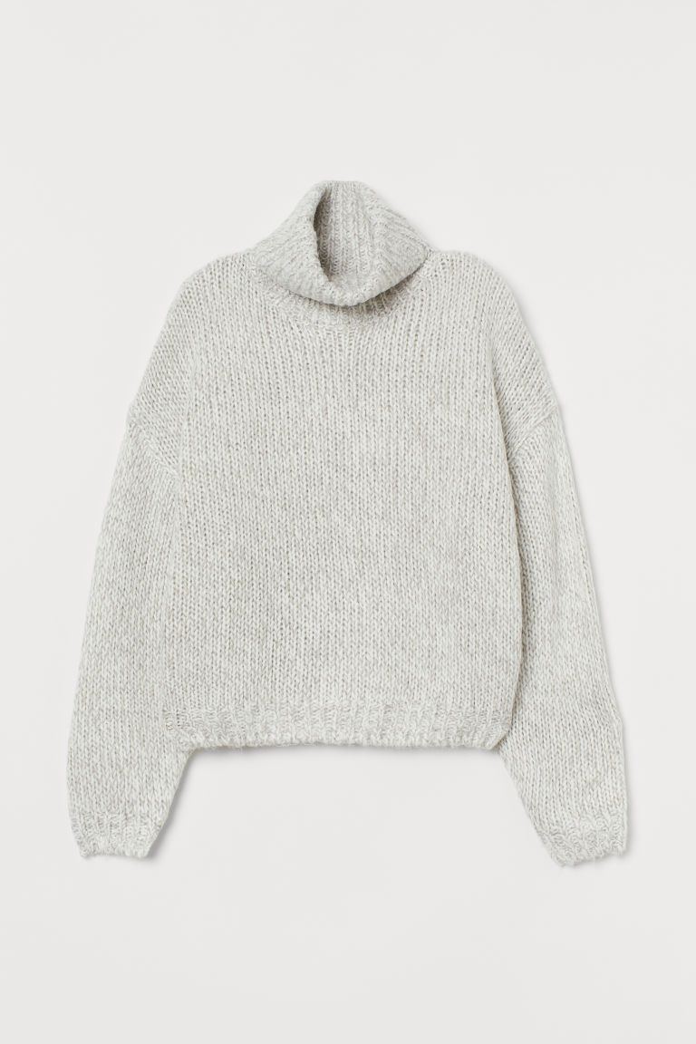 H & M - Chunky-knit Turtleneck Sweater - Gray | H&M (US)