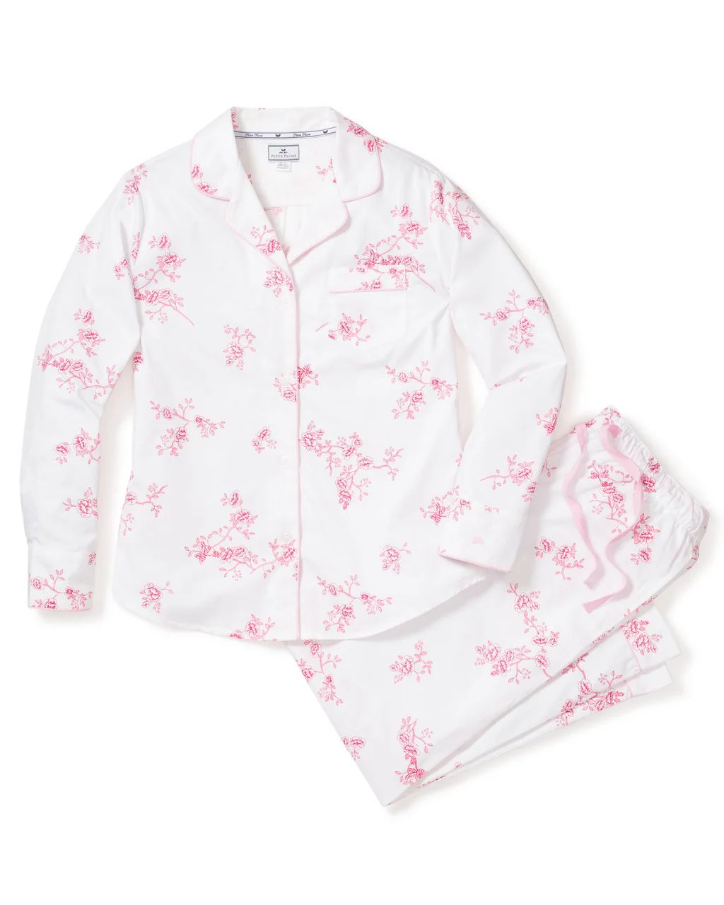 Women's Twill Pajama Set in English Rose Floral | Petite Plume