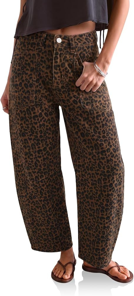 Cicy Bell Women Cropped Barrel Jeans High Waisted Wide Leg Denim Pants | Amazon (US)