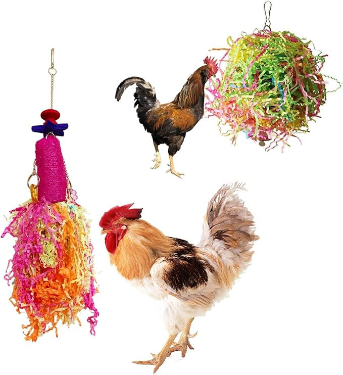 Vehomy Chicken Toys for Hen with Natural Colorful Loofah Shredder Toys Handmade Bird Chewing Fora... | Amazon (US)