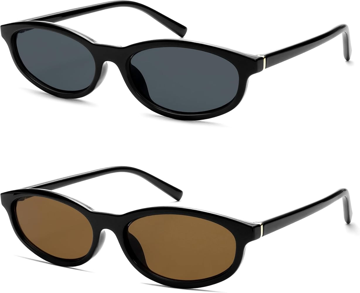 Appassal Retro Oval Cat Eye Sunglasses for Women Small 90s Trendy Narrow Slim Shades AP3732Y | Amazon (US)