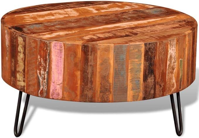 vidaXL Coffee Table Solid Reclaimed Wood Round End Side Living Room Stand | Amazon (US)