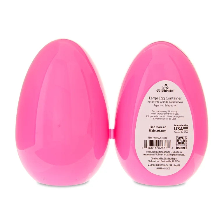 Large Egg Container, Pink, 5.5", Easter by Way To Celebrate | Walmart (US)